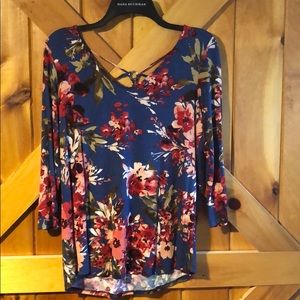 Amorim back detail knit top. Blue. Medium.